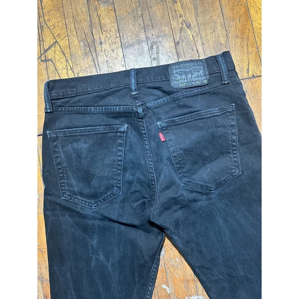 Levi's 512 Jeans Men's Size 31x30 Black Denim Slim Fit‎ Flat Front Straight Leg